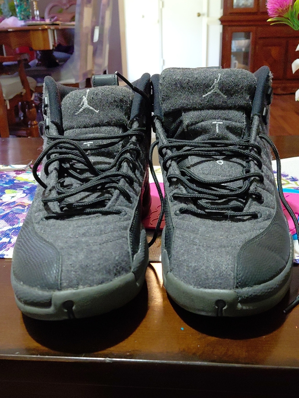 Nike Men's Dark Gray Wool-Texture High-Top Sneakers No Box